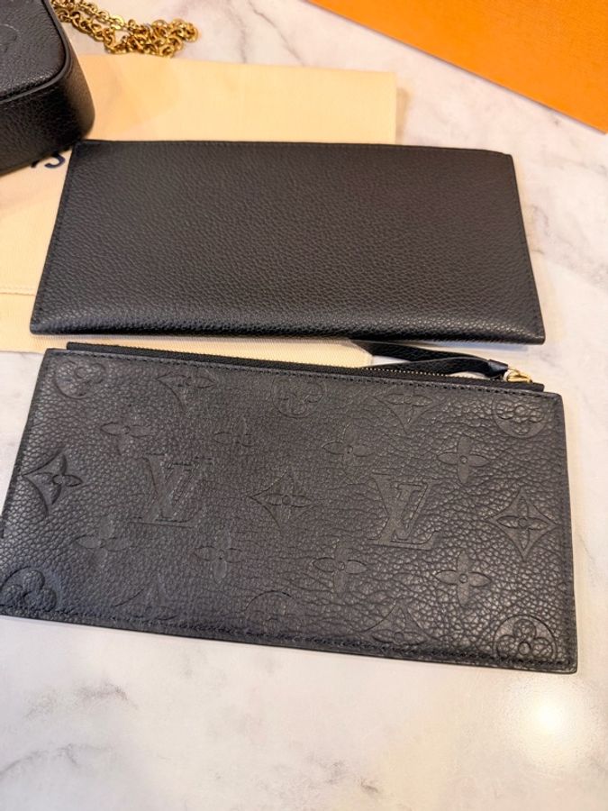 LV 黑牛皮壓紋金釦三合一包-25