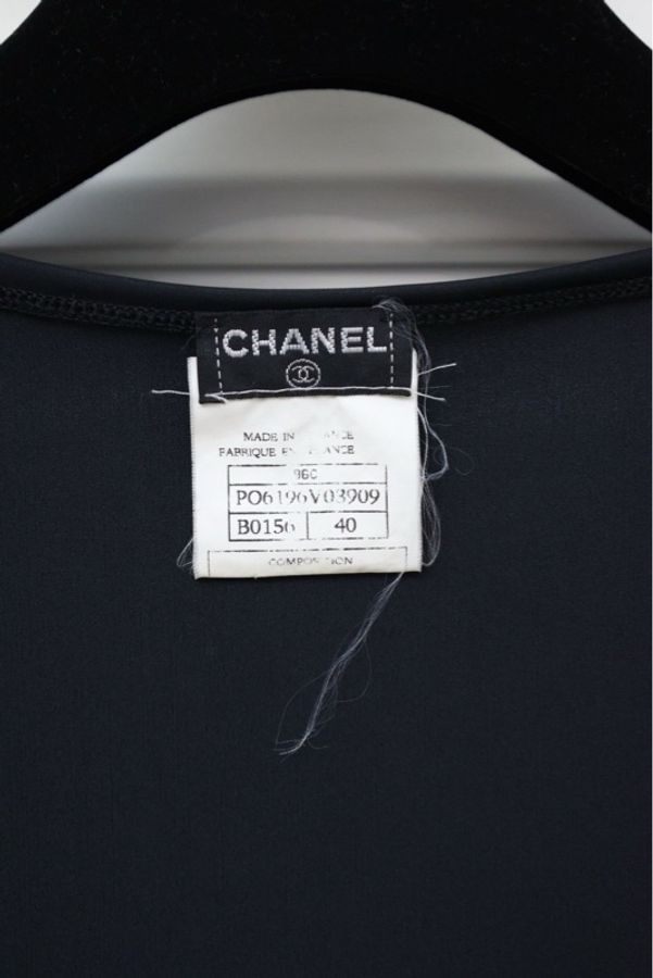 Chanel 96年黑白拼接圆领短款短袖-8