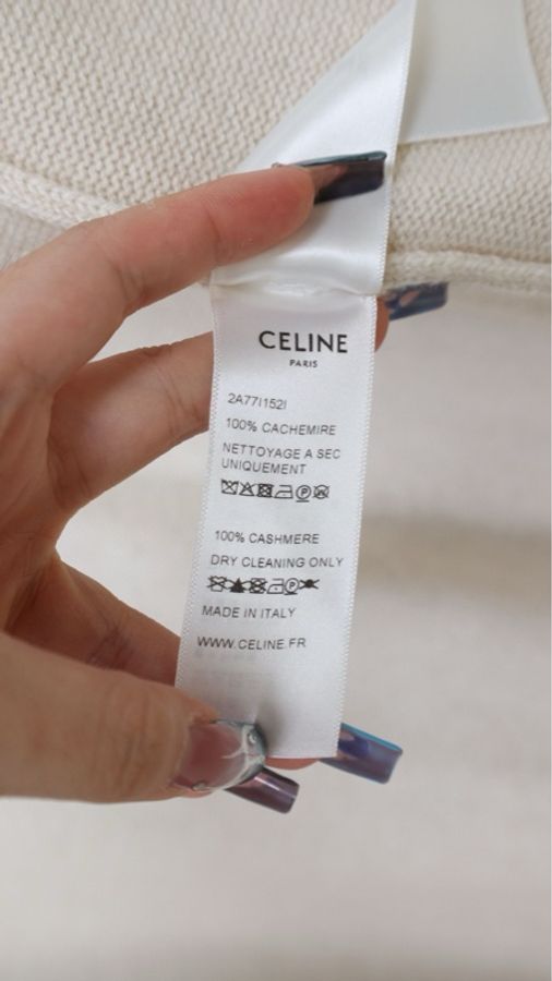 Celine米白色金扣针织开衫外套-13