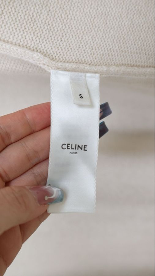 Celine米白色金扣针织开衫外套-14