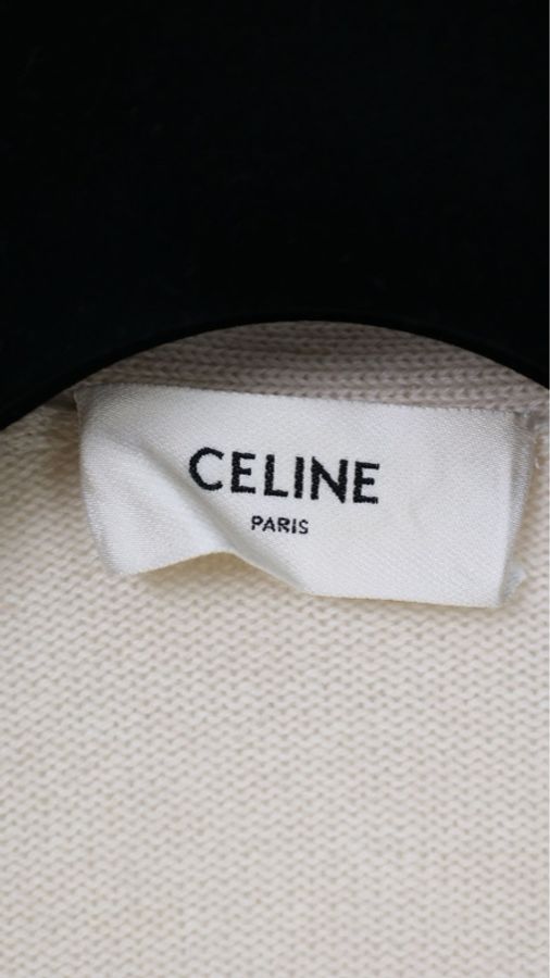 Celine米白色金扣针织开衫外套-16