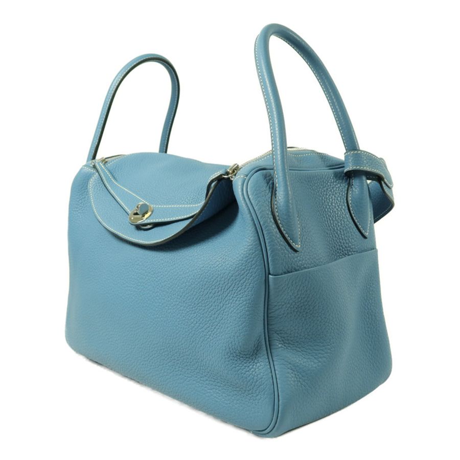 HERMES Clemence皮革Lindy 34手挽肩背兩用袋Blue Jeans-2
