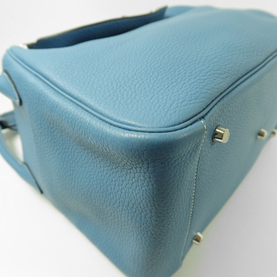 HERMES Clemence皮革Lindy 34手挽肩背兩用袋Blue Jeans-11