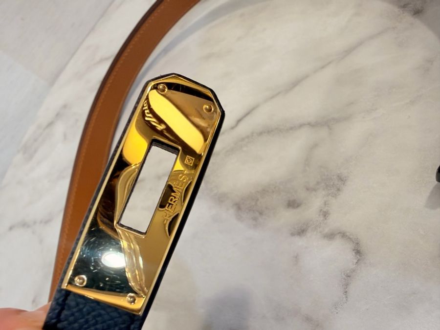 Hermes 黑 epsom kelly 金釦腰帶-2
