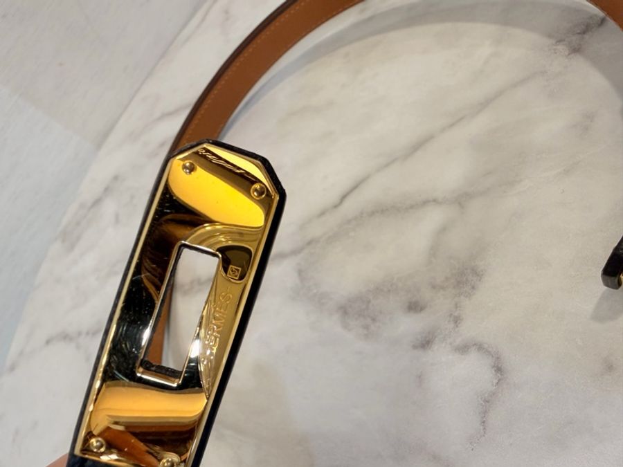 Hermes 黑 epsom kelly 金釦腰帶-3