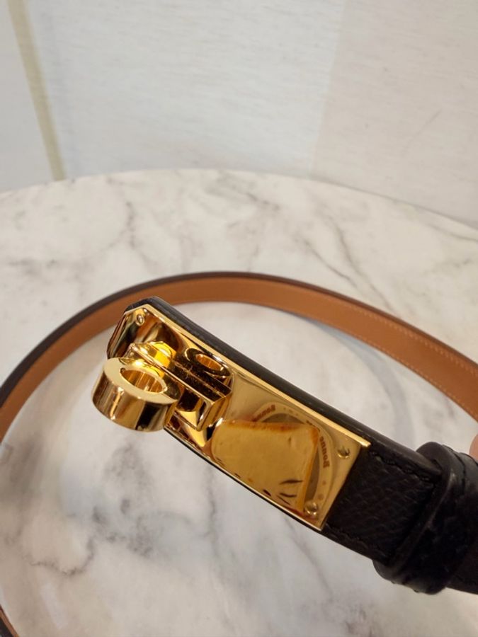 Hermes 黑 epsom kelly 金釦腰帶-5