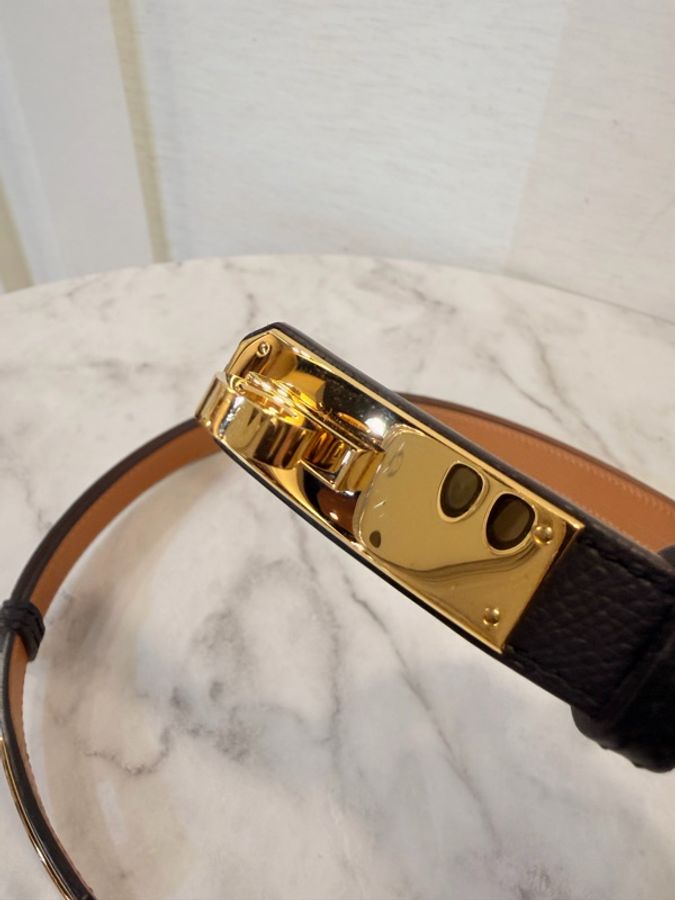 Hermes 黑 epsom kelly 金釦腰帶-6