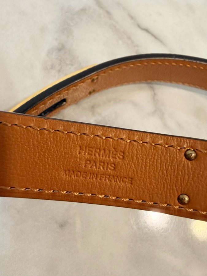 Hermes 黑 epsom kelly 金釦腰帶-19