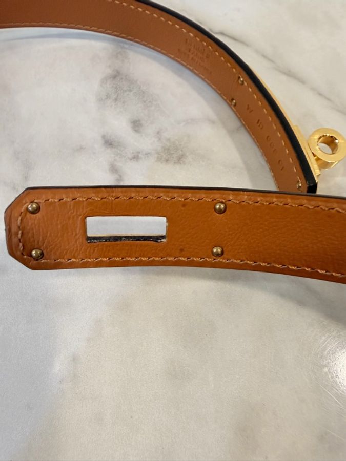 Hermes 黑 epsom kelly 金釦腰帶-22