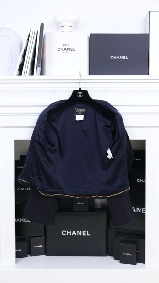 Chanel 95年藏青色一粒扣两口袋外套-4