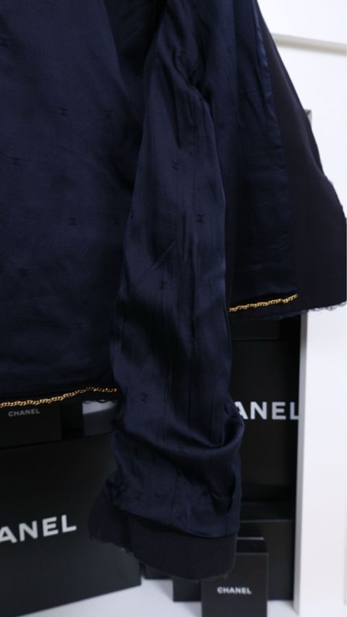 Chanel 95年藏青色一粒扣两口袋外套-9
