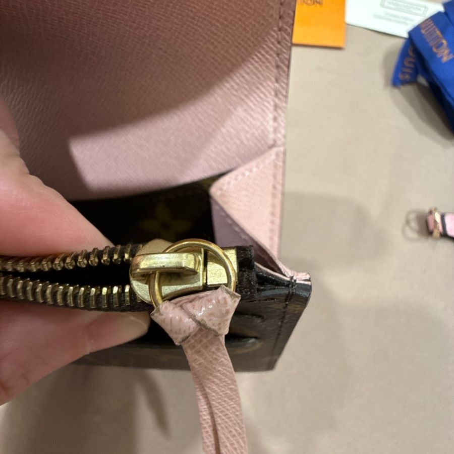 Louis Vuitton 粉色豆豆長夾改金屬扣-14