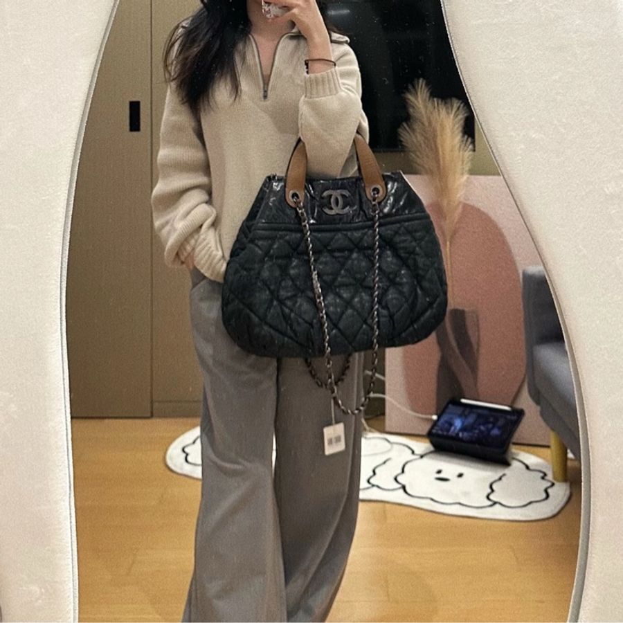 【酷酷女孩的通勤包💅🏻容量很大✨全網罕見‼️】Chanel菱格紋雙C單肩|斜揹|手提包-8