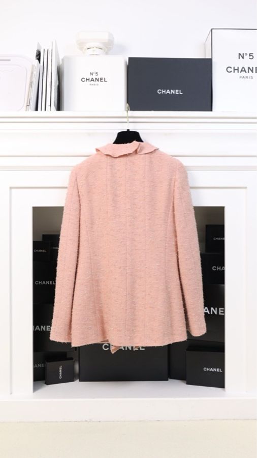 Chanel 99年三文鱼色荷叶边滚边上衣外套-2