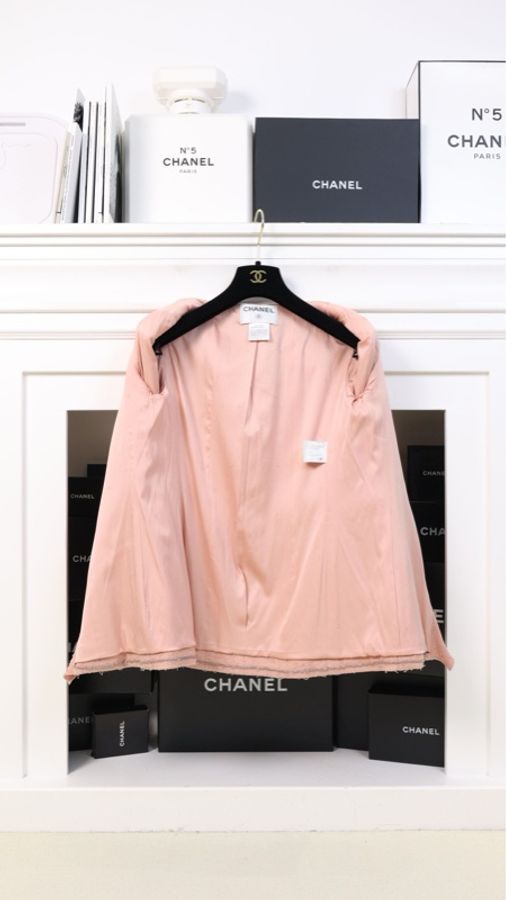 Chanel 99年三文鱼色荷叶边滚边上衣外套-4