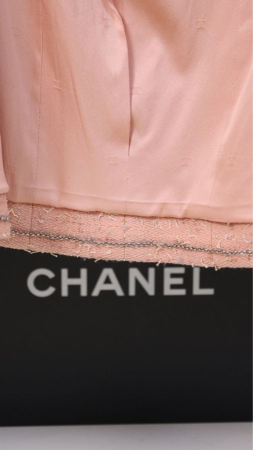 Chanel 99年三文鱼色荷叶边滚边上衣外套-16