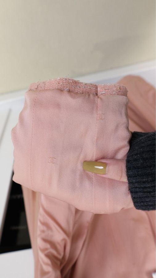 Chanel 99年三文鱼色荷叶边滚边上衣外套-28