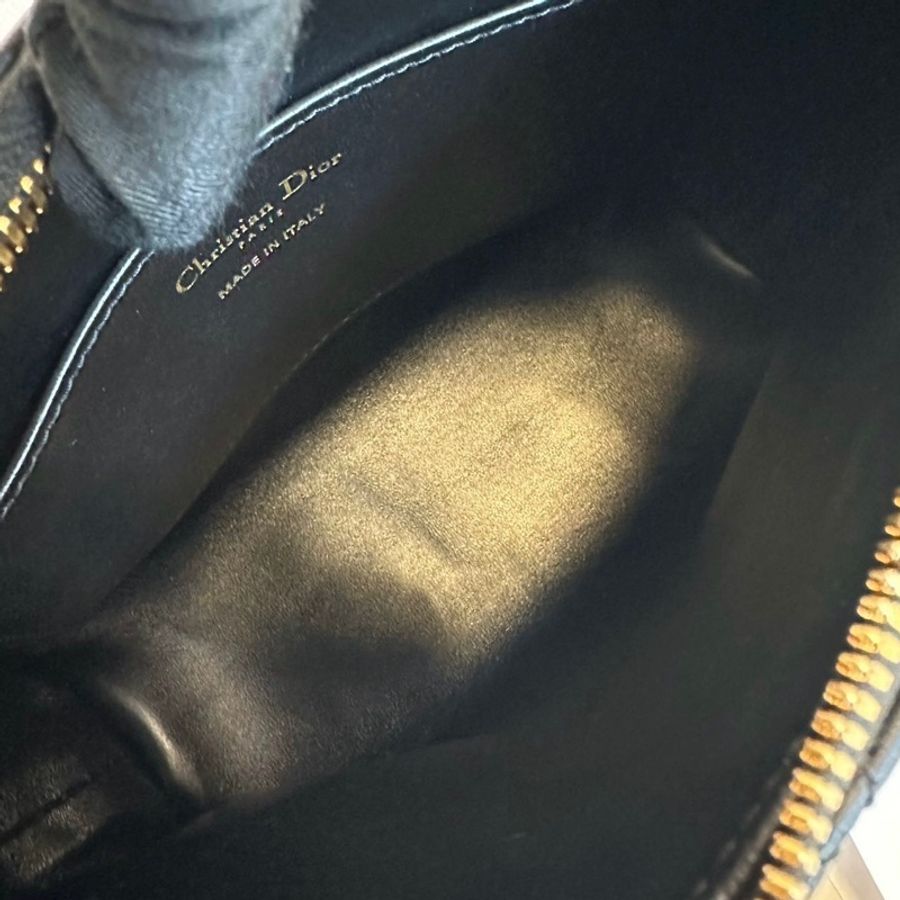 Dior 迪奧Miss DIOR Hobo全皮經典藤格紋飯盒包單肩包手提包腋下包 黑金-7