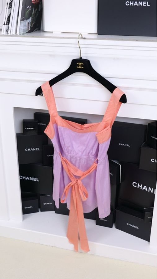 Chanel 07年粉紫色收腰背心吊带-1