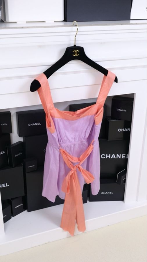 Chanel 07年粉紫色收腰背心吊带-2