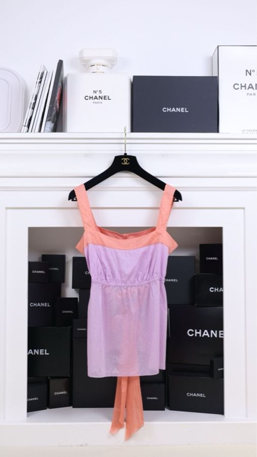 Chanel 07年粉紫色收腰背心吊带-3