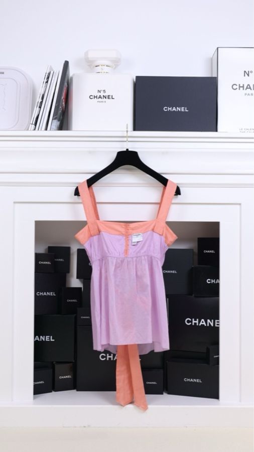 Chanel 07年粉紫色收腰背心吊带-4