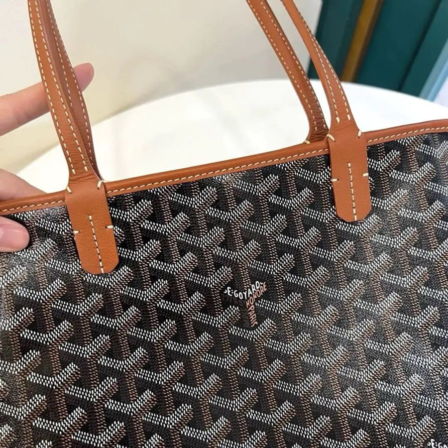 Goyard 戈雅 Artois 老花 焦糖色 單肩包托特包購物袋 拉鍊款-2