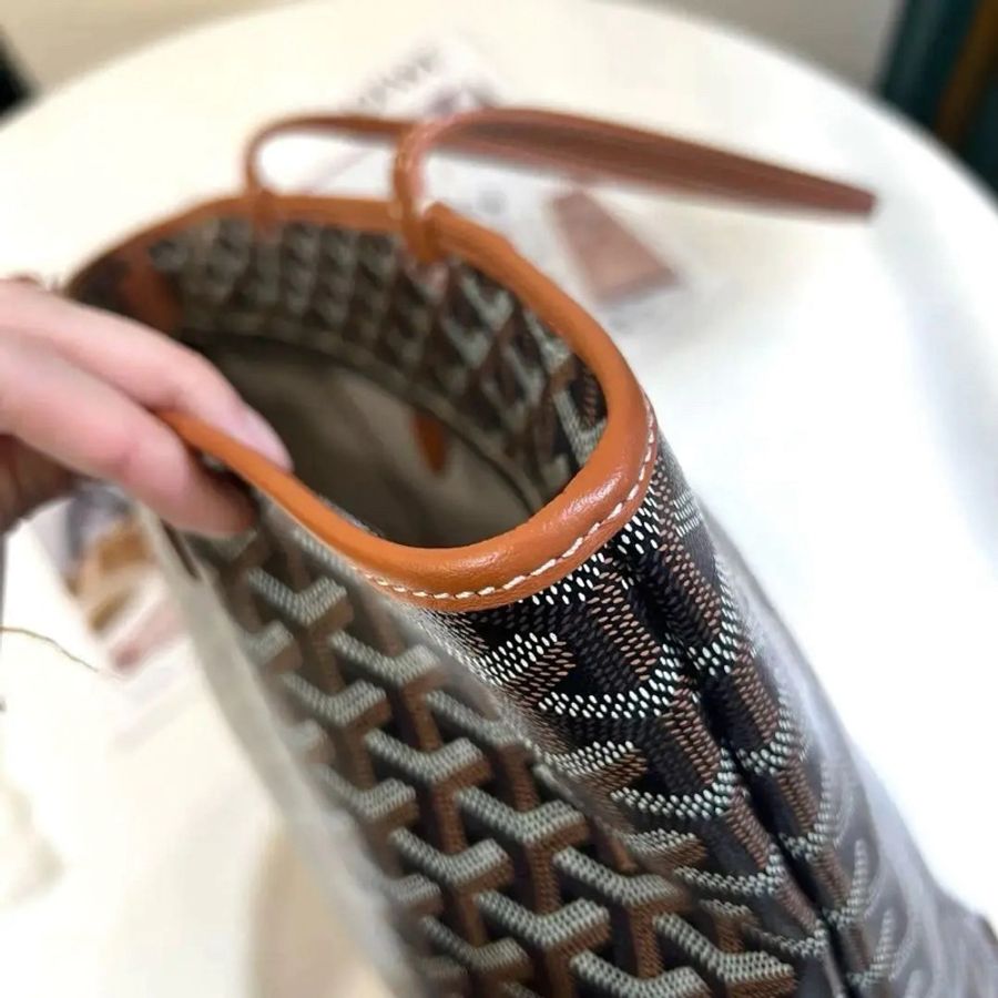 Goyard 戈雅 Artois 老花 焦糖色 單肩包托特包購物袋 拉鍊款-3