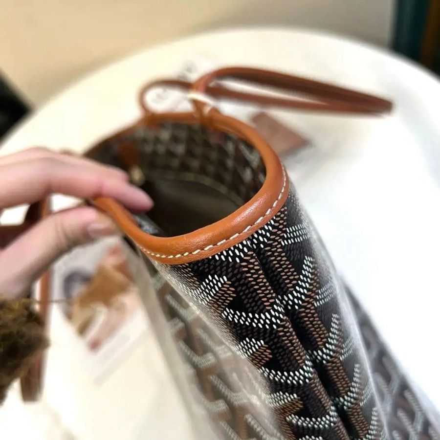 Goyard 戈雅 Artois 老花 焦糖色 單肩包托特包購物袋 拉鍊款-4