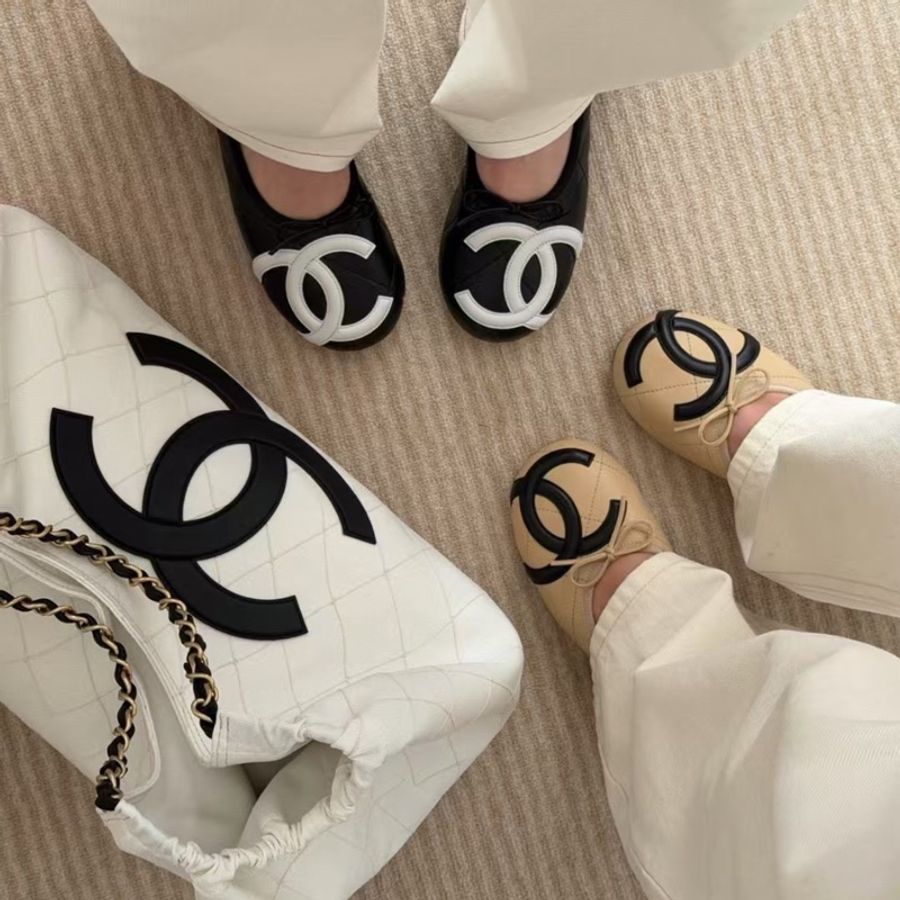 【今年斷碼爆款💥比代購更便宜】全新Chanel Coco Beach中古康鵬鞋大CC logo芭蕾舞鞋平底單鞋 36/37.5/38/38.5/39.5-1