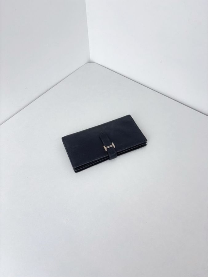 🐎Hermes愛馬仕|bearn 長款兩折錢包手拿包 黑銀扣|97新-6