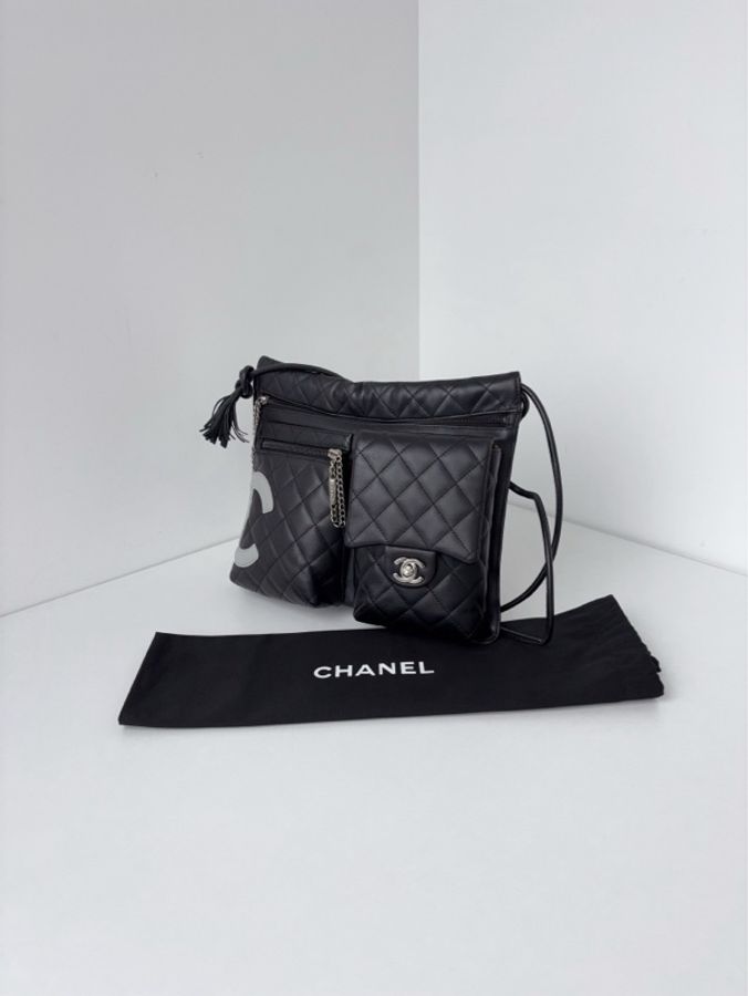 💎Chanel香奈兒|大爆款🔥黑灰熊貓拼色 康鵬系列 多口袋機車包|98新9開-3