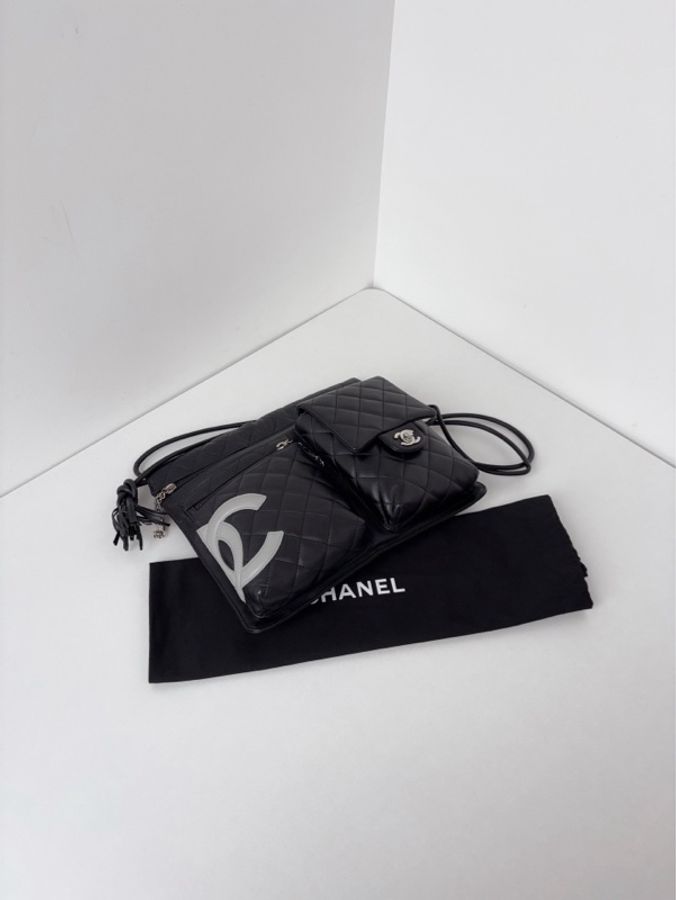 💎Chanel香奈兒|大爆款🔥黑灰熊貓拼色 康鵬系列 多口袋機車包|98新9開-7