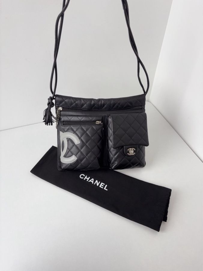 💎Chanel香奈兒|大爆款🔥黑灰熊貓拼色 康鵬系列 多口袋機車包|98新9開-8