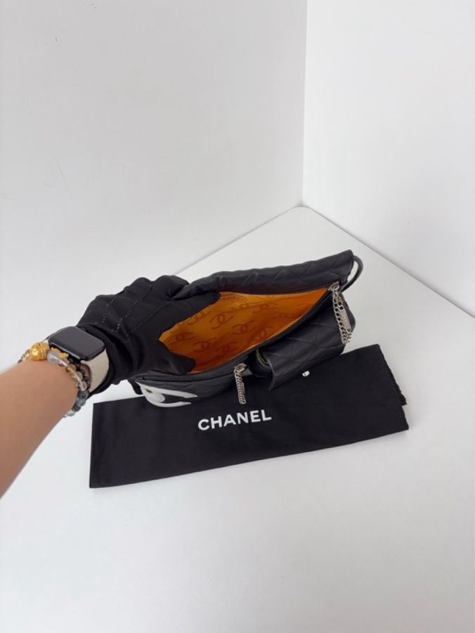 💎Chanel香奈兒|大爆款🔥黑灰熊貓拼色 康鵬系列 多口袋機車包|98新9開-9