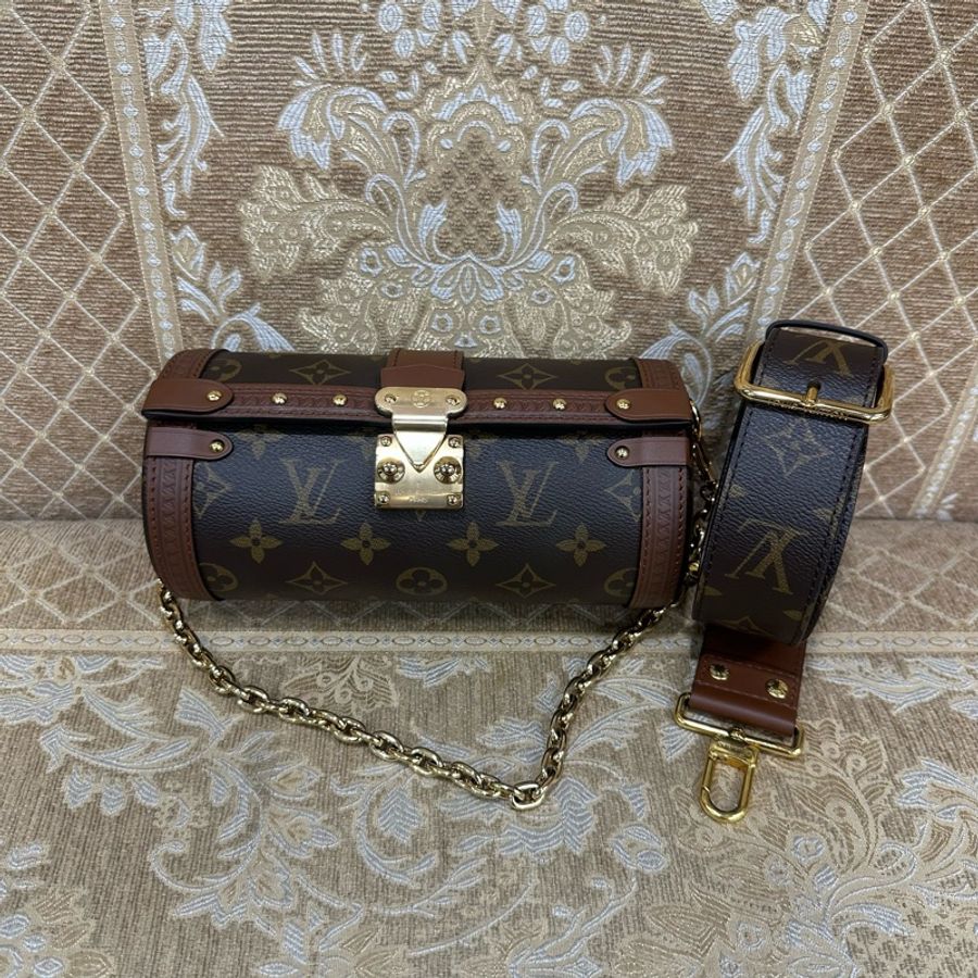LV 原花金釦Papillon Trunk肩斜背包M57835-0
