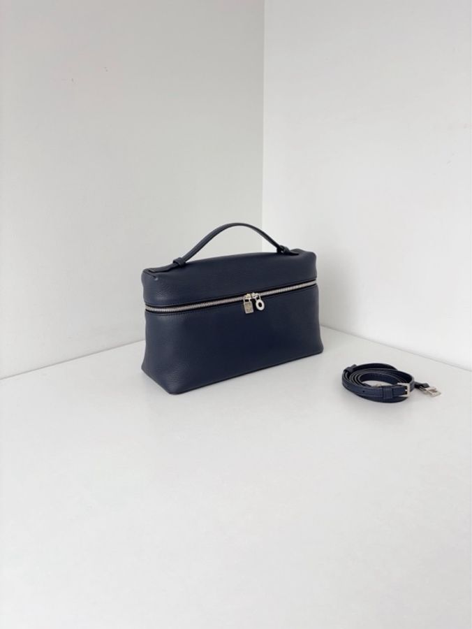 ✨Loro piana|Extra Pocket Lp27飯盒包|深藍近黑銀扣|顆粒面小牛皮|99新-2