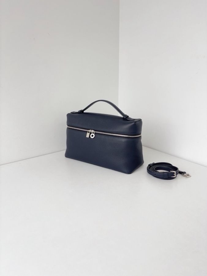 ✨Loro piana|Extra Pocket Lp27飯盒包|深藍近黑銀扣|顆粒面小牛皮|99新-3
