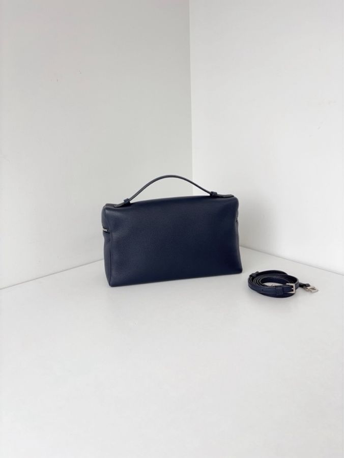 ✨Loro piana|Extra Pocket Lp27飯盒包|深藍近黑銀扣|顆粒面小牛皮|99新-4