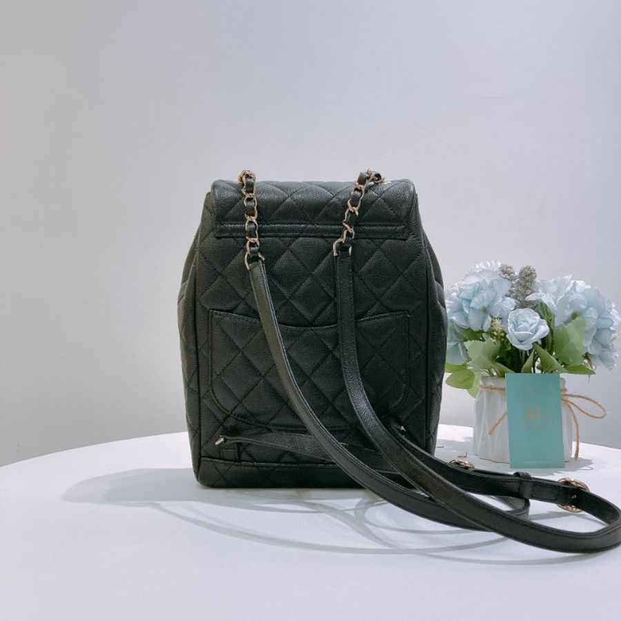 TW4929 Chanel 香奈兒 大號 荔枝皮 黑色雙肩包 Backpack Caviar Black x GHW-1
