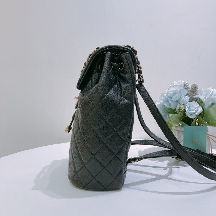 TW4929 Chanel 香奈兒 大號 荔枝皮 黑色雙肩包 Backpack Caviar Black x GHW-2