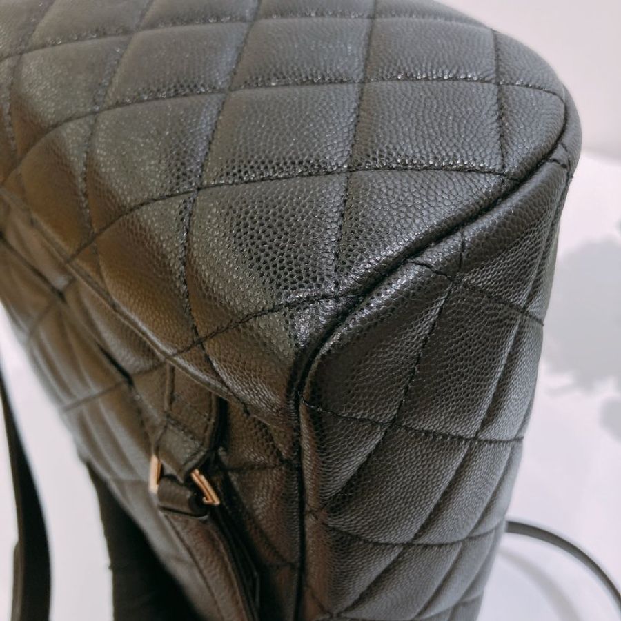 TW4929 Chanel 香奈兒 大號 荔枝皮 黑色雙肩包 Backpack Caviar Black x GHW-9