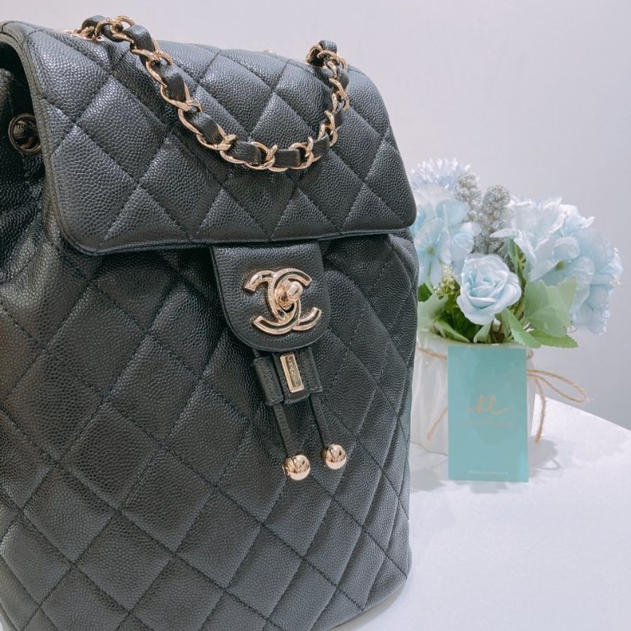 TW4929 Chanel 香奈兒 大號 荔枝皮 黑色雙肩包 Backpack Caviar Black x GHW-11
