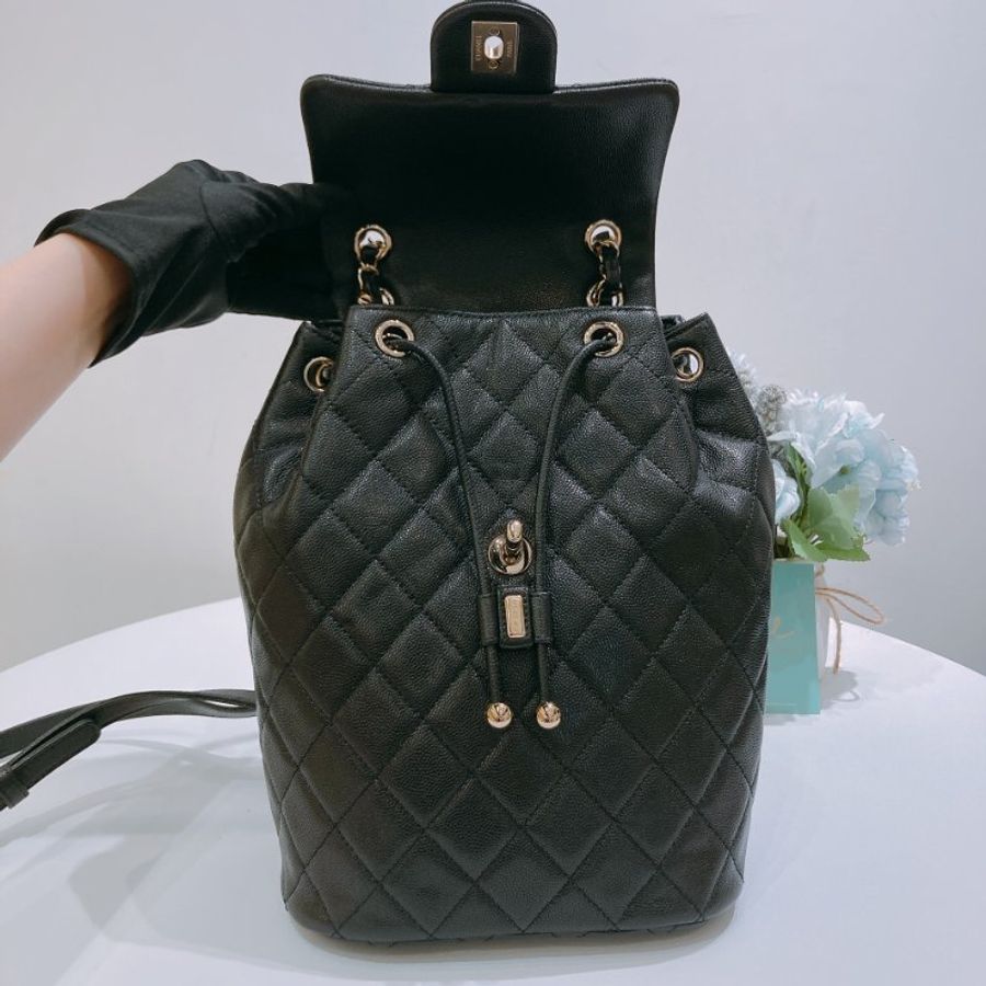 TW4929 Chanel 香奈兒 大號 荔枝皮 黑色雙肩包 Backpack Caviar Black x GHW-13