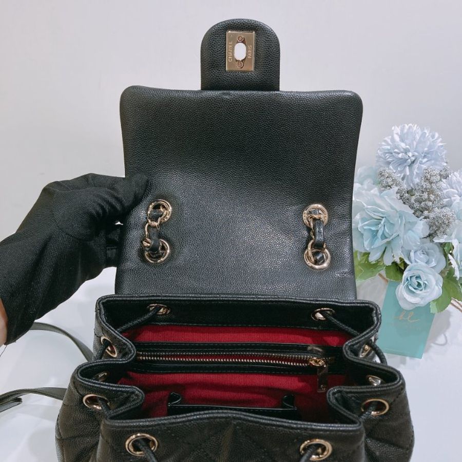 TW4929 Chanel 香奈兒 大號 荔枝皮 黑色雙肩包 Backpack Caviar Black x GHW-14