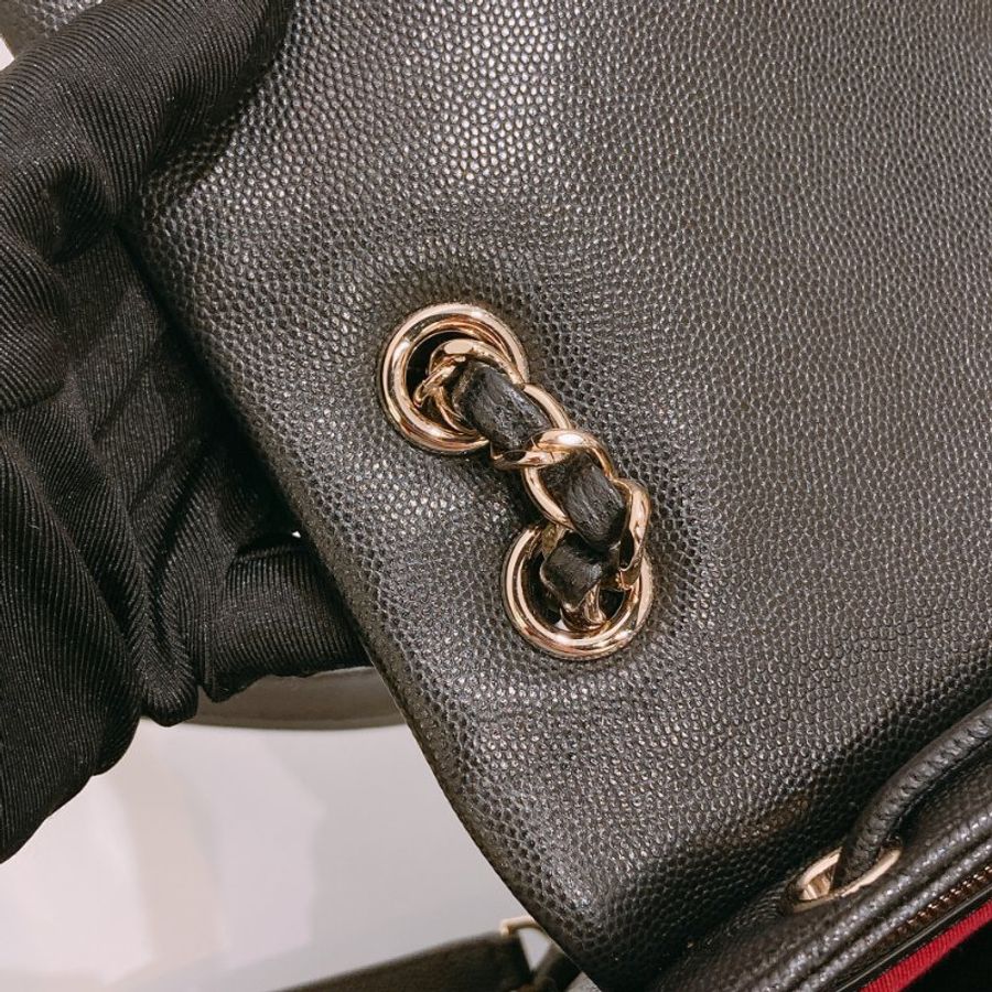 TW4929 Chanel 香奈兒 大號 荔枝皮 黑色雙肩包 Backpack Caviar Black x GHW-17