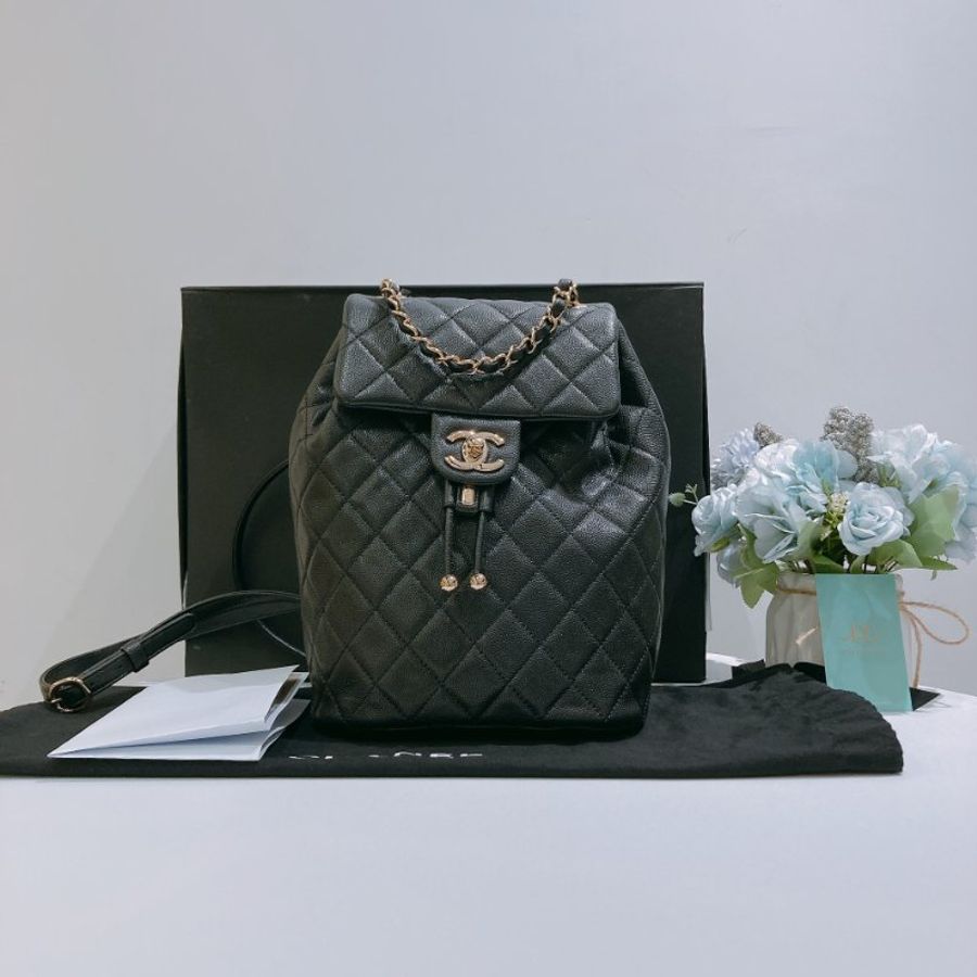 TW4929 Chanel 香奈兒 大號 荔枝皮 黑色雙肩包 Backpack Caviar Black x GHW-20
