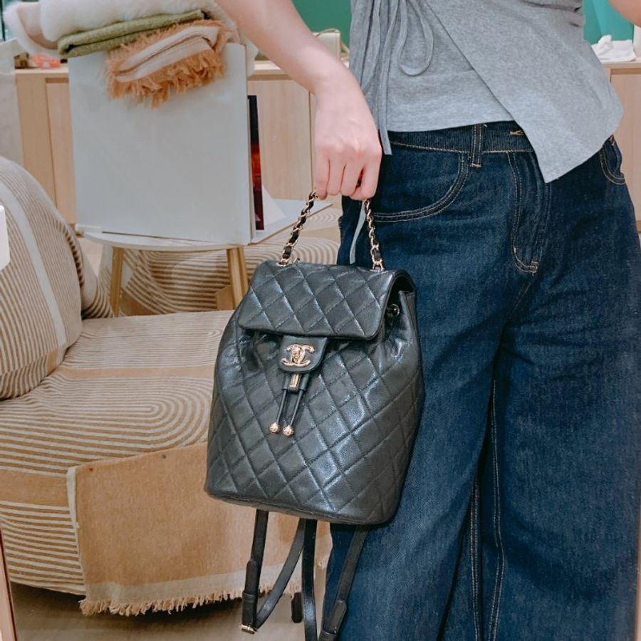 TW4929 Chanel 香奈兒 大號 荔枝皮 黑色雙肩包 Backpack Caviar Black x GHW-22