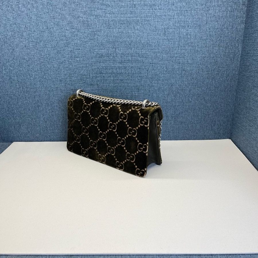古馳Gucci絲絨鑽扣酒神單肩斜揹包-4