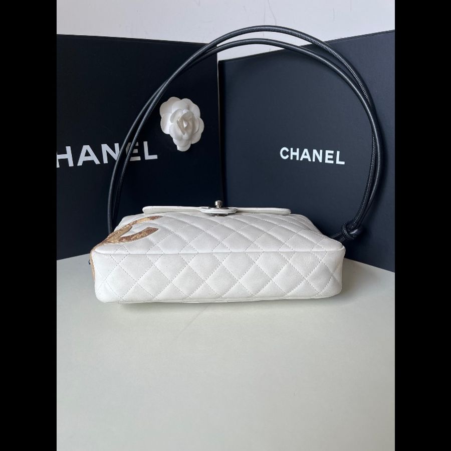 98新 Chanel/香奈兒 白色康鵬相機包-4